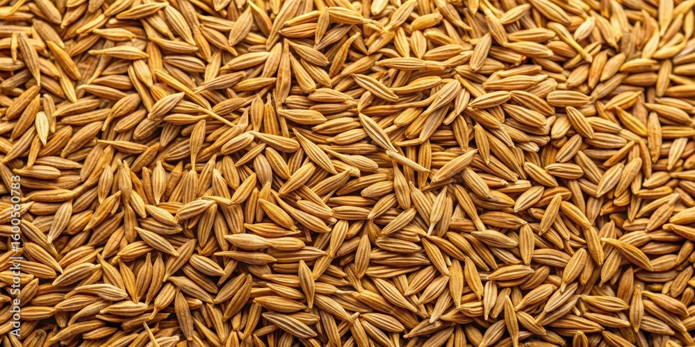 Golden brown cumin seeds scattered on a beige or cream-colored background, forming a natural and earthy pattern , texture Golden brown cumin seeds scattered on a beige or cream-colored background, forming a natural and earthy pattern , texture