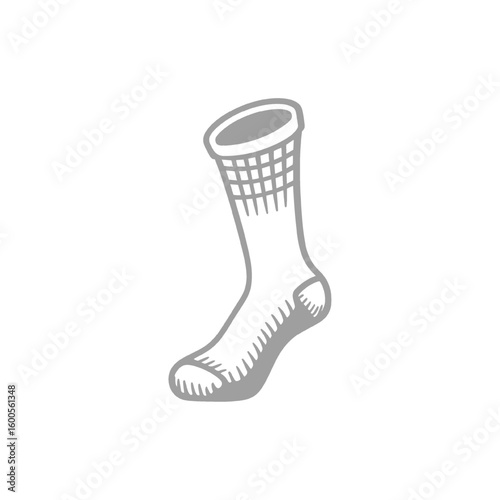 Sock Illustration Detailed Line Art of a Single Footwear Item