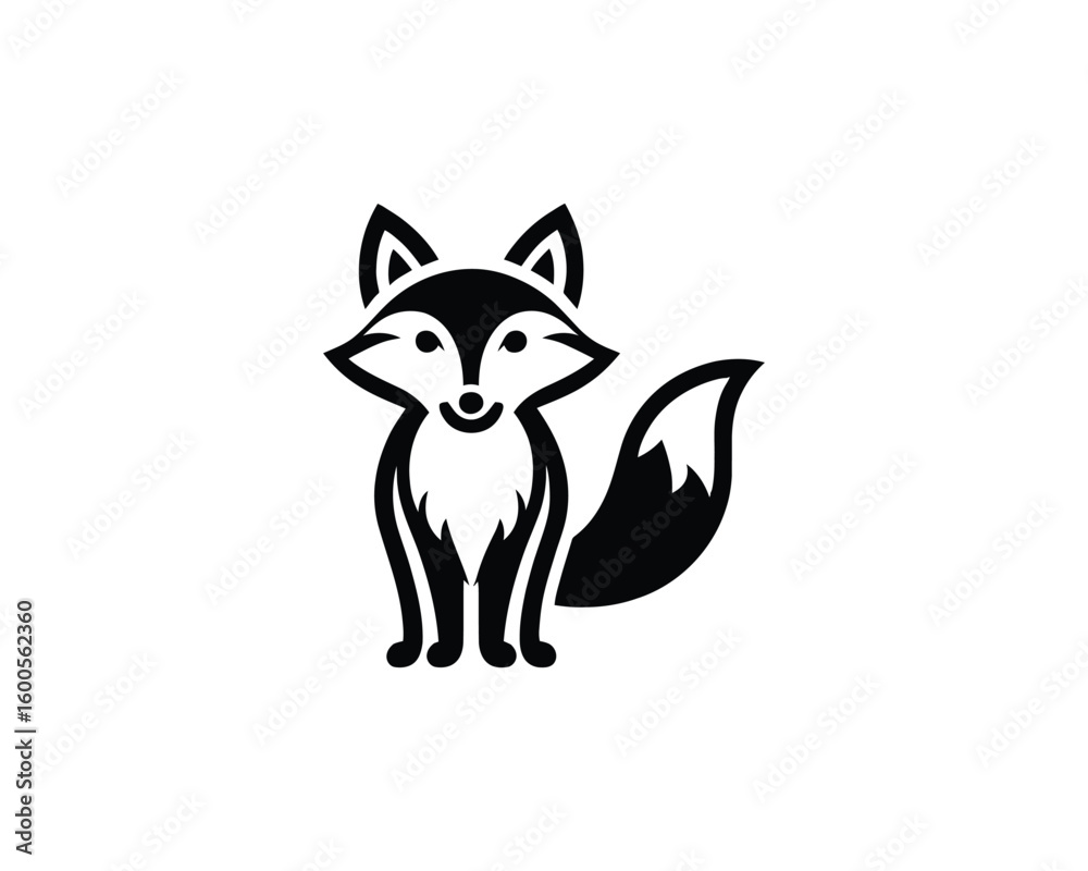 Obraz premium Minimalist Fox Silhouette Illustration in Sleek Black and White
