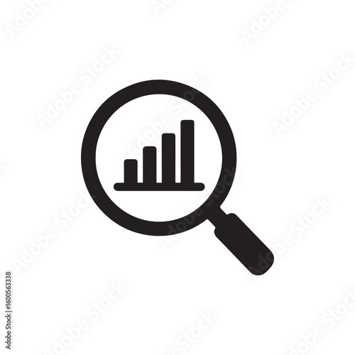 Analytics Search Icon with Bar Chart in Magnifying Glass