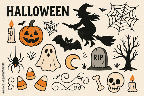 Halloween Clipart & Design Elements Set – Spooky Illustrations 
