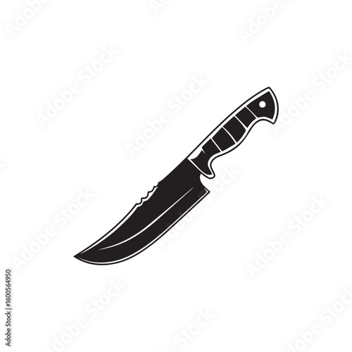 Black Tactical Survival Knife Vector Illustration
