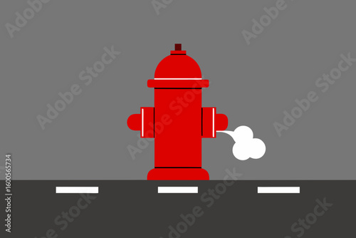 Red fire hydrant symbol with white smoke against a neutral background wallpaper