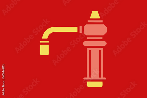 Stylized representation of a beer tap with yellow and red color scheme