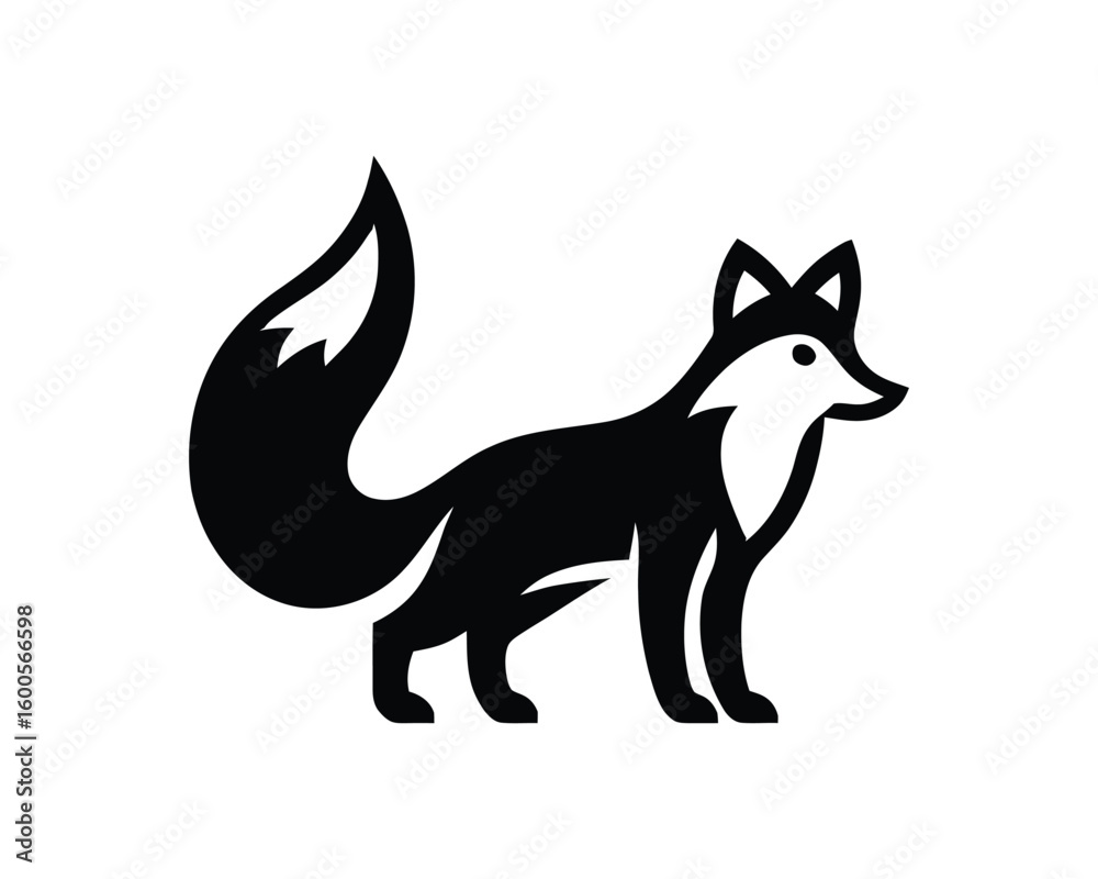 Obraz premium Minimalist Black Fox Icon Vector Illustration