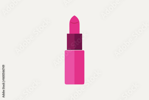 Flat vector illustration of a stylish pink lipstick on a plain background