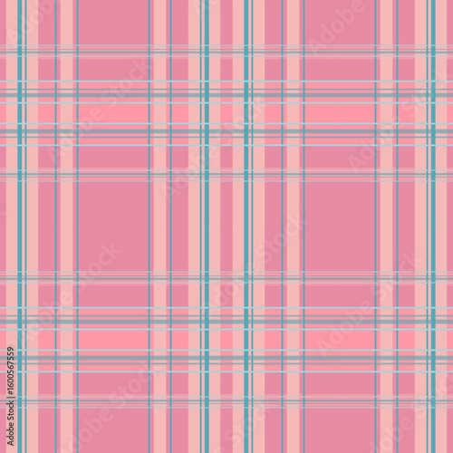 Soft pink plaid pattern with white and light gray stripes. Romantic and gentle checkered design ideal for spring fashion and home decor.