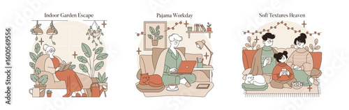Cozy Indoor Activities in Minimalist Vector Illustration