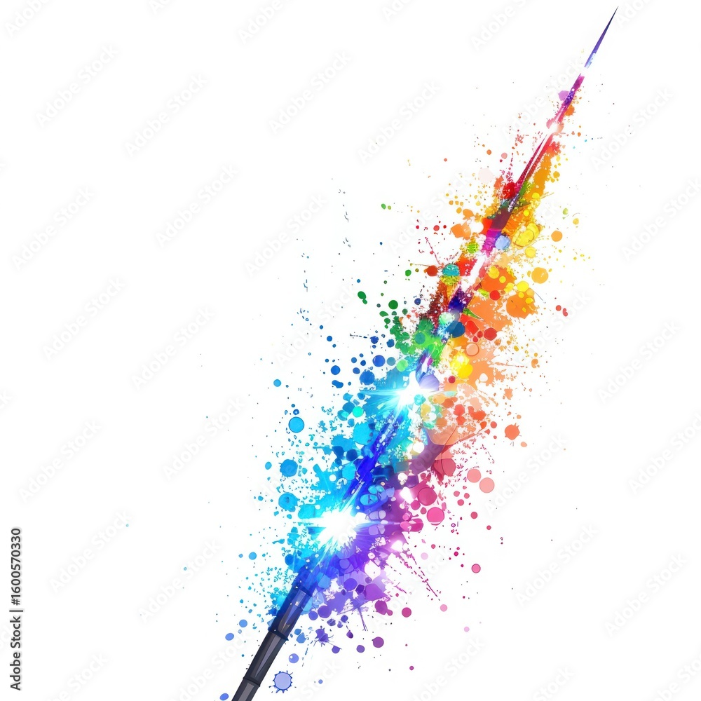 Fototapeta premium Colorful artistic wand with vibrant splashes