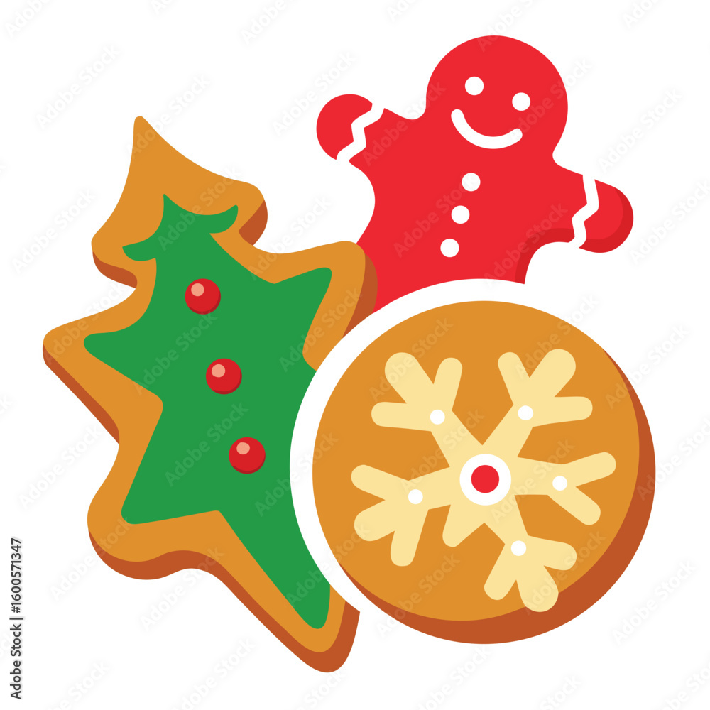 Naklejka premium Christmas Cookies Vector Illustration ? Cartoon, Clipart and Line Art Design.eps