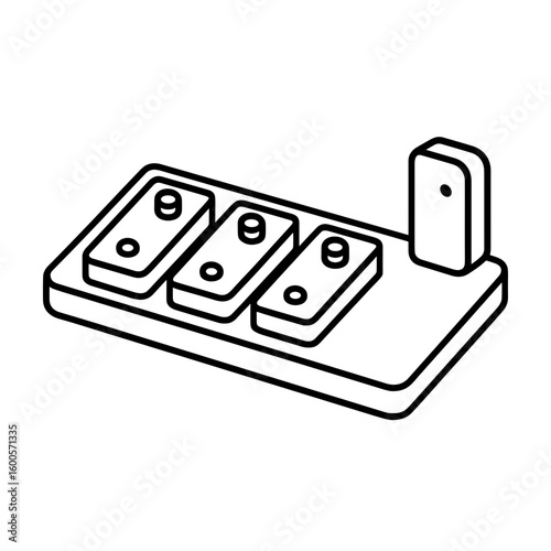 Pedal Board Icon Representing Guitar Effects Setup (Outline)