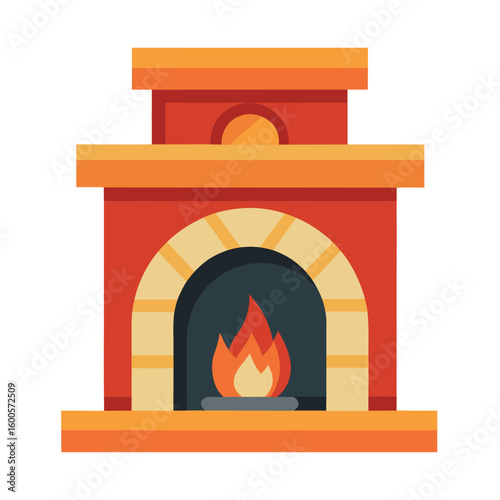 Fireplace Vector Illustration ? Cozy Cartoon Clipart and Line Art Design for Winter Decor.eps