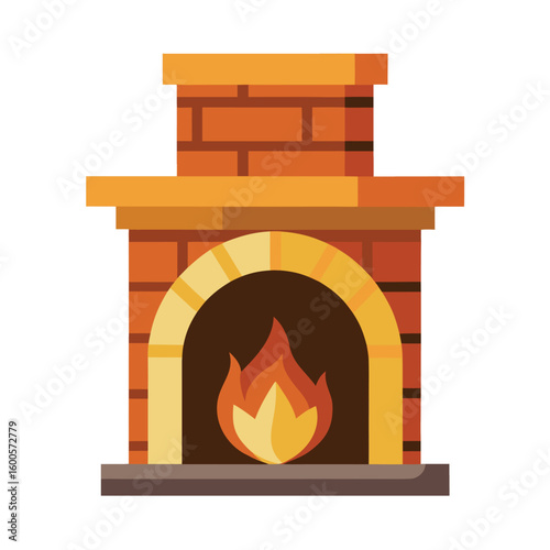 Fireplace Vector Illustration ? Cozy Cartoon Clipart and Line Art Design for Winter Decor .eps