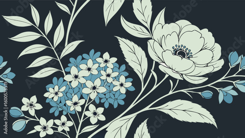 Floral vector art illustration with flower pattern design for botanical textile and wallpaper background use