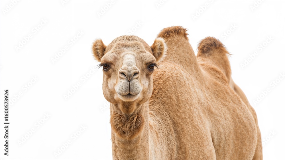 Fototapeta premium Isolated camel showcased on a blank white setting