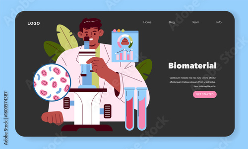 Biomaterial Research and Microscope Vector Illustration