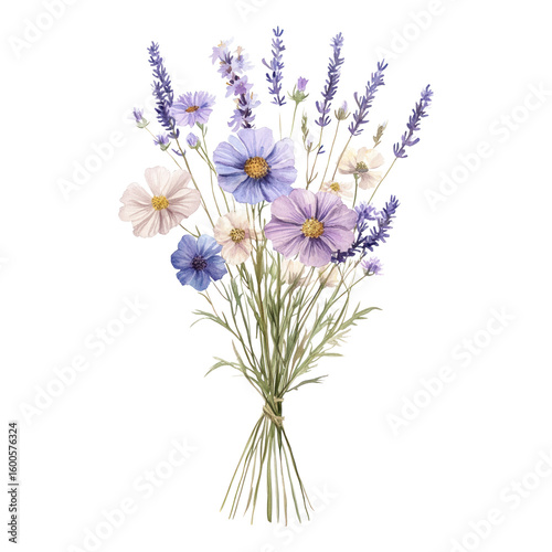 PNG Lavender flowers art illustration.