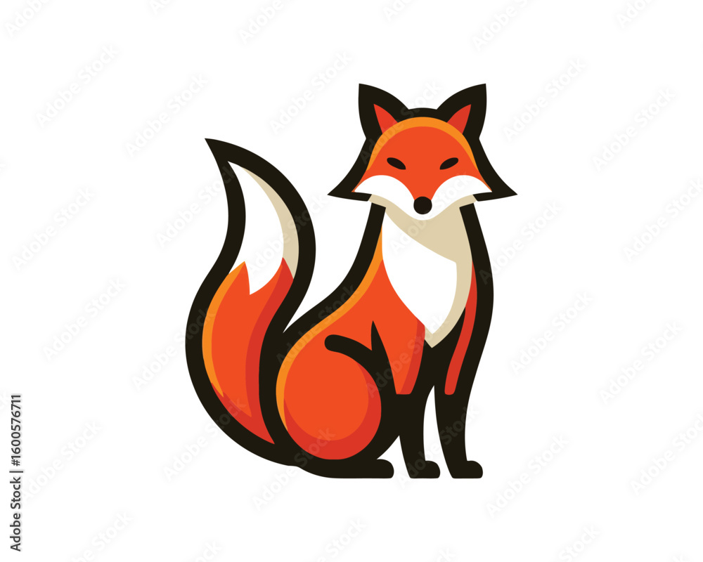 Obraz premium Stylized Fox Vector Illustration with Bold Outlines