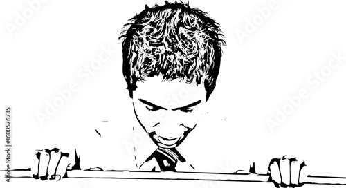 Businessman with banner