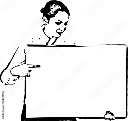 Businesswoman hold a blank banner