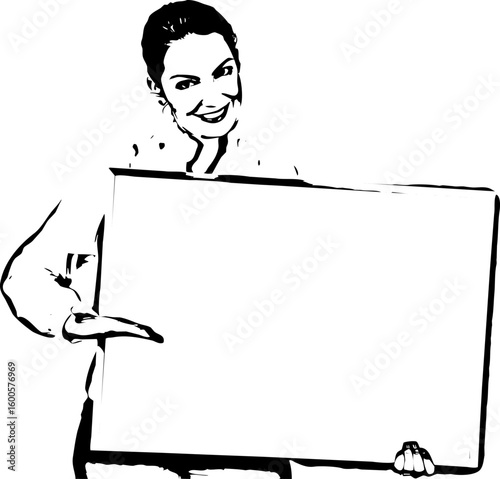 Businesswoman presentation on blank banner