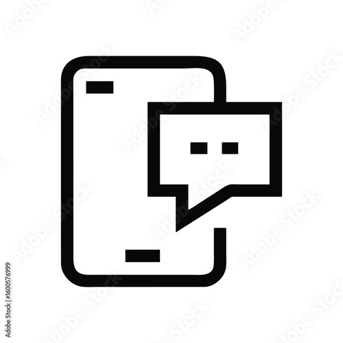 Smartphone with text message notification black glyph icon