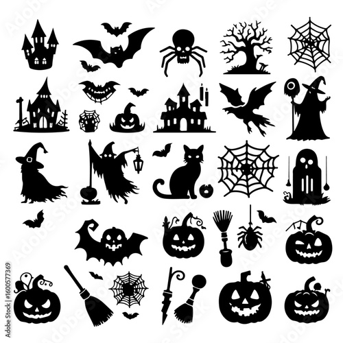 set of Halloween silhouette , Halloween silhouette, Halloween vector