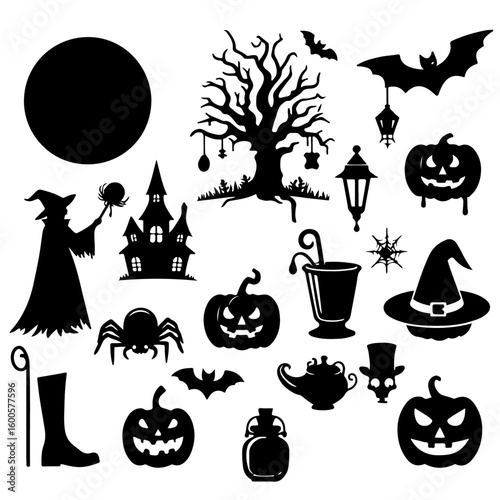 set of Halloween silhouette , Halloween silhouette, Halloween vector