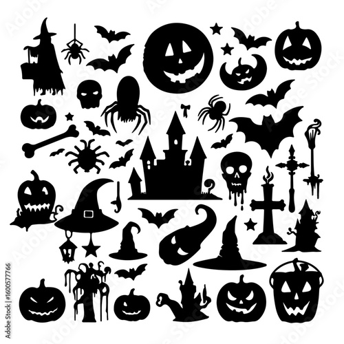 set of Halloween silhouette , Halloween silhouette, Halloween vector