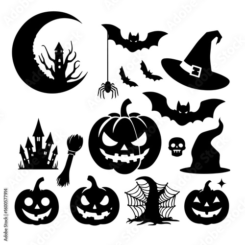 set of Halloween silhouette , Halloween silhouette, Halloween vector