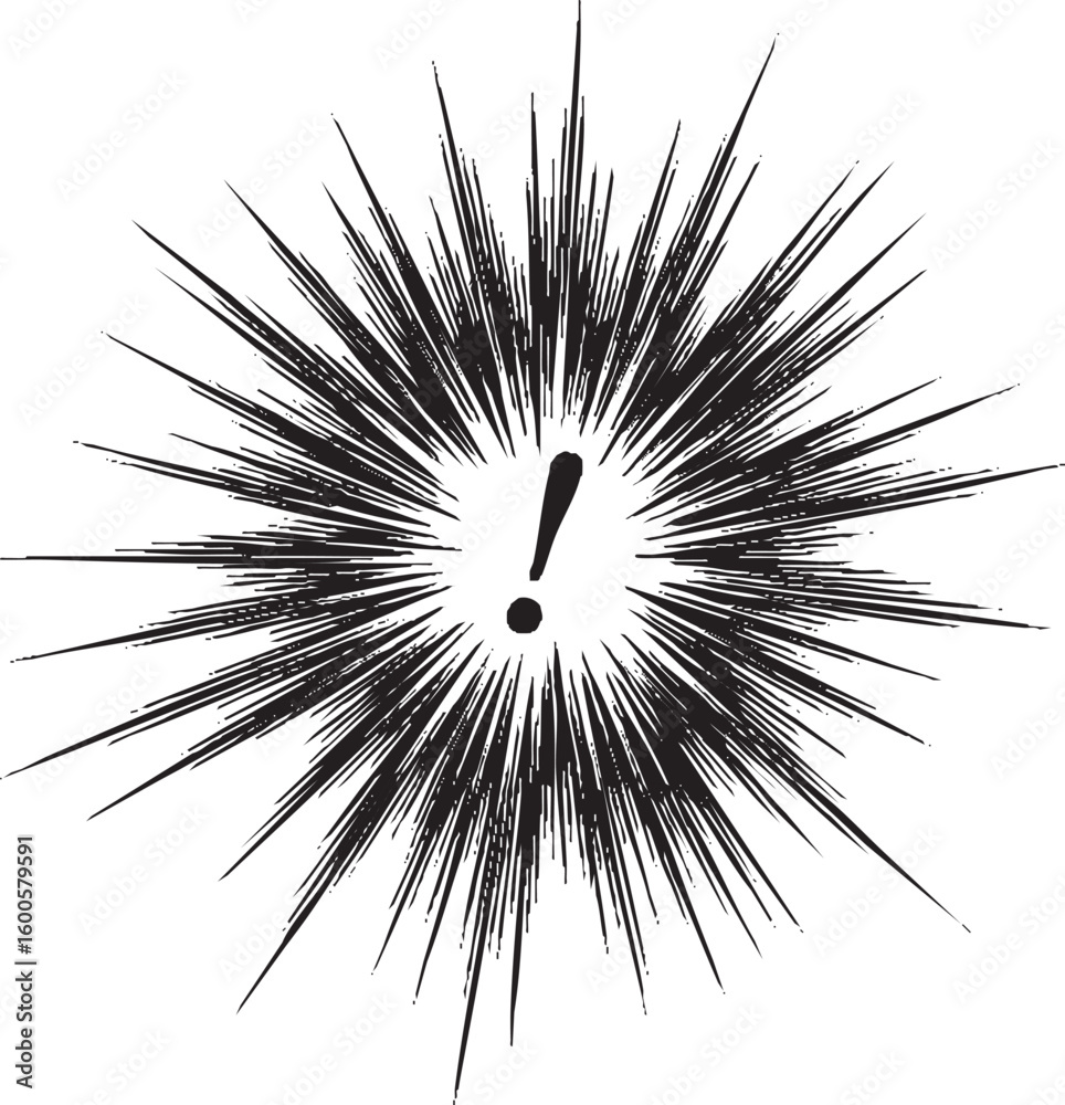 Obraz premium 劇画風 驚愕・ひらめきエフェクト (白黒) - マンガ効果線素材