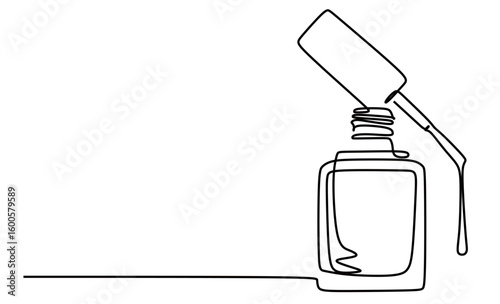 Continuous line art of a nail polish. Nail beautification concept. Manicure and pedicure. Care for fingernails and toenails.