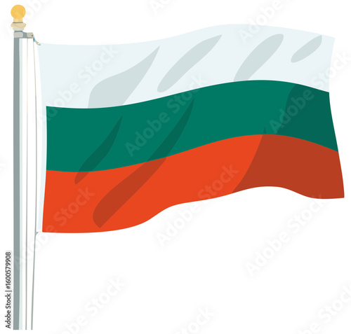 Free Download Bulgarian flag waving on pole with white green and red stripes
 - GFXLoad