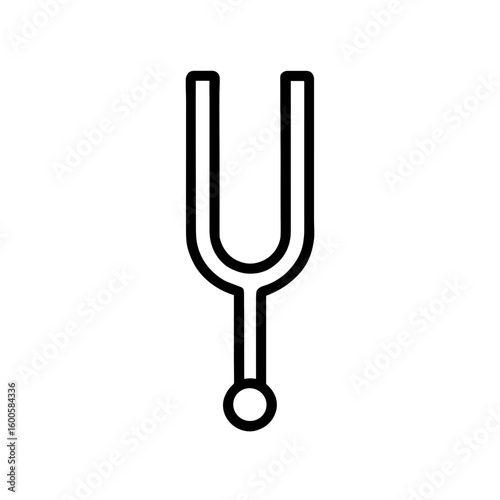 Tuning Fork Icon in Black Outline Representing Precise Pitch Calibration (Outline)