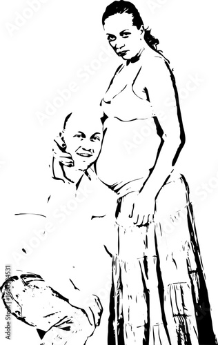 Happy man listening his unborn baby