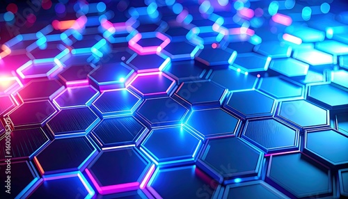 Abstract glowing hexagonal pattern
