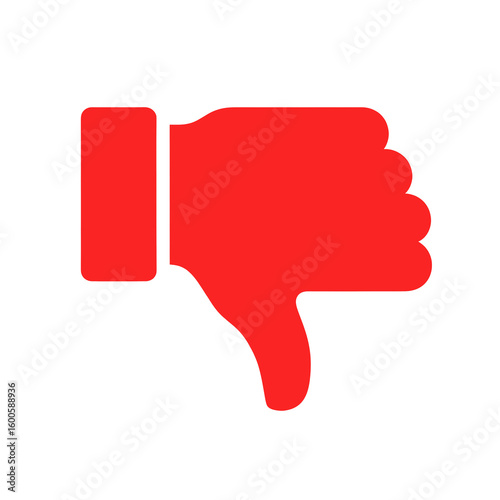 Papier peint Red thumbs down icon- dislike or negative feedback symbol, isolated on transpare