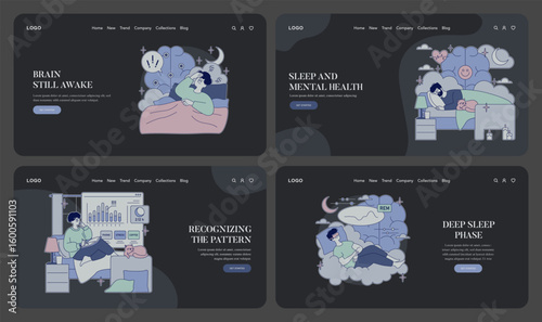 Sleep Challenges and Mental Health Vector Illustrations