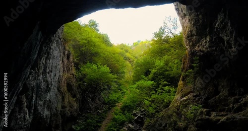 Drone flight through great cave landscape