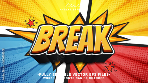 3d break bold text effect.typhography logo