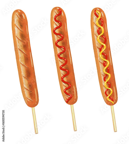 串付きフランクフルトのイラスト