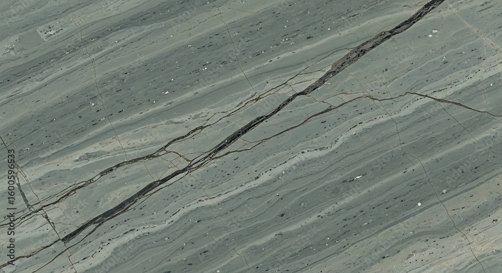 Fototapeta premium Diagonal view of green marble with striations and natural veining details