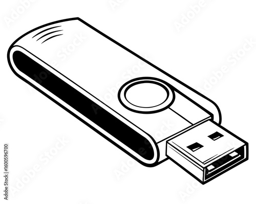 Modern usb flash drive for data storage and transfer silhouette