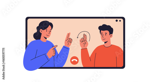 Two people video calling while discussing ideas on screen  