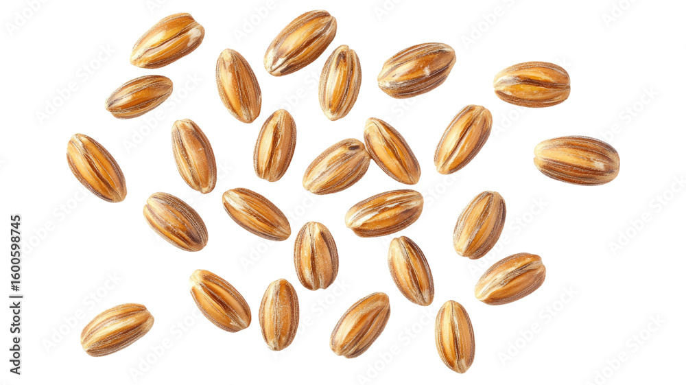 Obraz premium Raw pumpkin seeds in pile and scattered isolated on white background