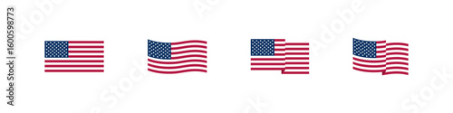 Usa flag sign. Isolated usa flag vector set. Waving usa flag badge.