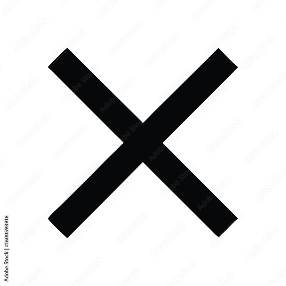 Fototapeta premium Bold Black Cross Isolated on White Background