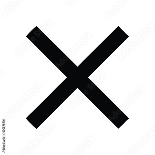 Bold Black Cross Isolated on White Background