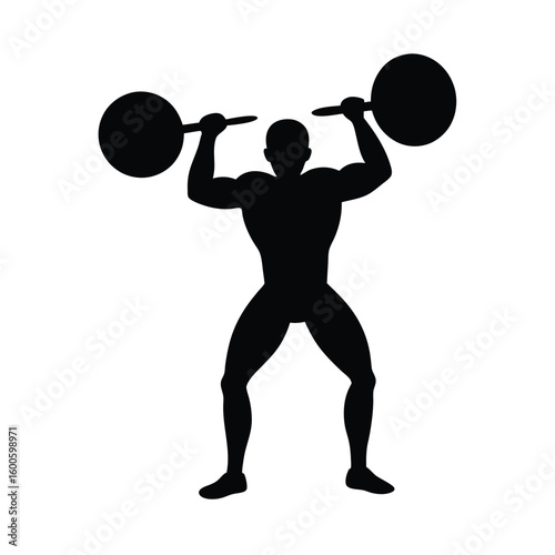 Silhouette of a man lifting heavy weights