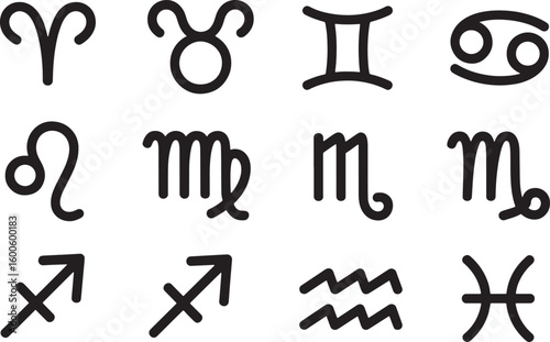 Zodiac Signs Astrological Symbols Horoscope Icons Astrology Chart Constellation Collection